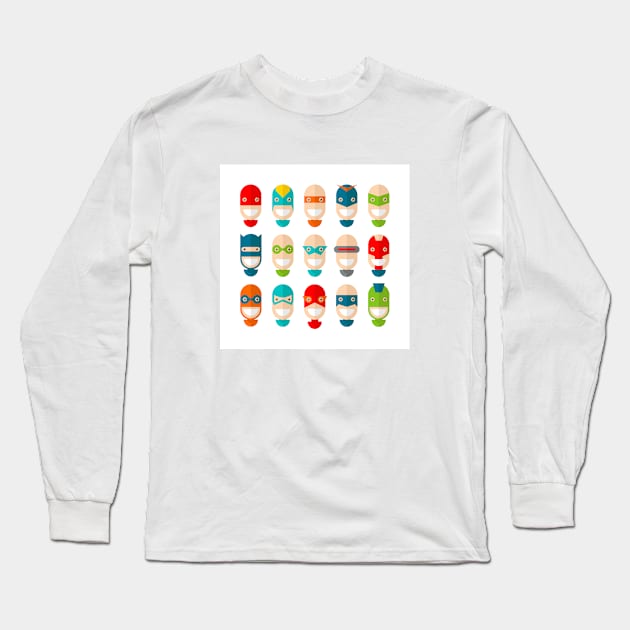 Superhero Faces Long Sleeve T-Shirt by charlies